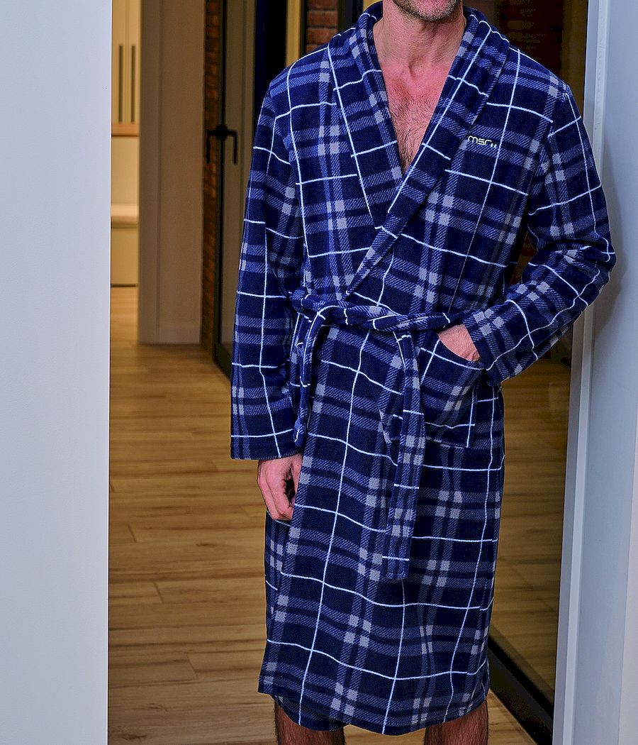 Bata larga invierno hombre Muslher cuadros polar