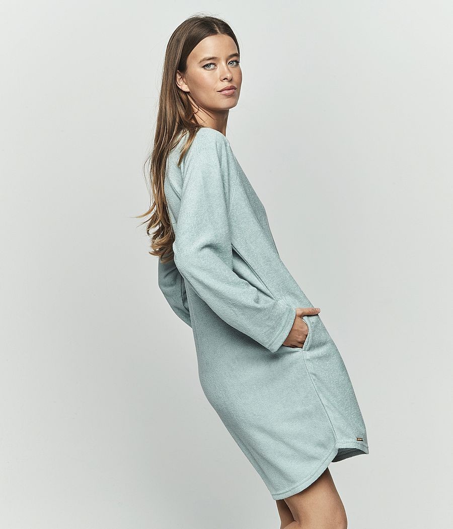 Camisón invierno mujer Selmark viscosa bolsillos verde