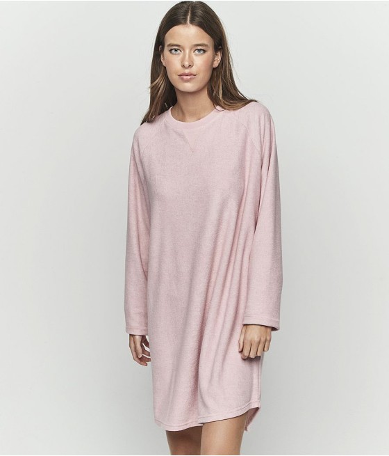 Camisón invierno mujer Selmark viscosa bolsillos rosa