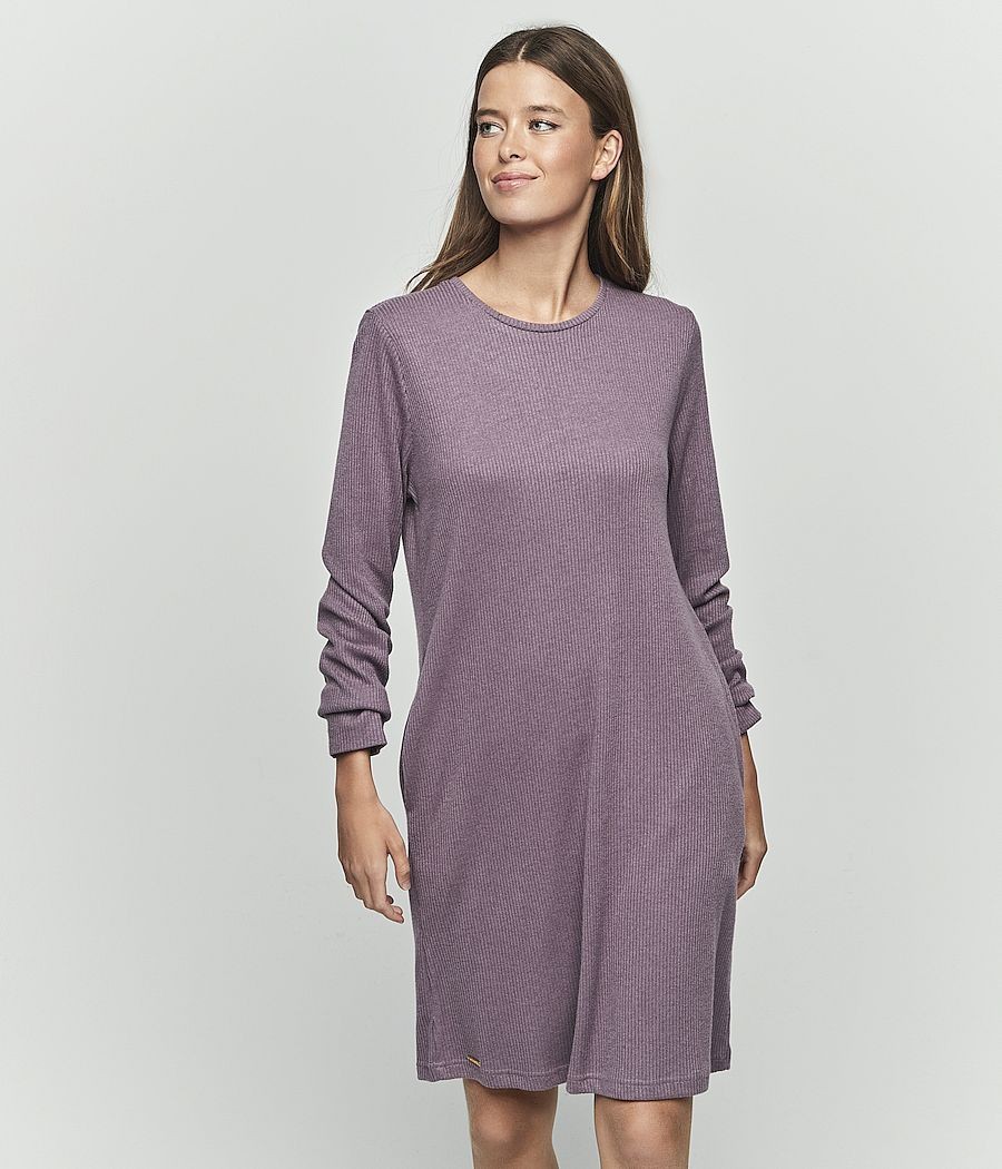 Camisón invierno mujer Selmark canalé gris bolsillos