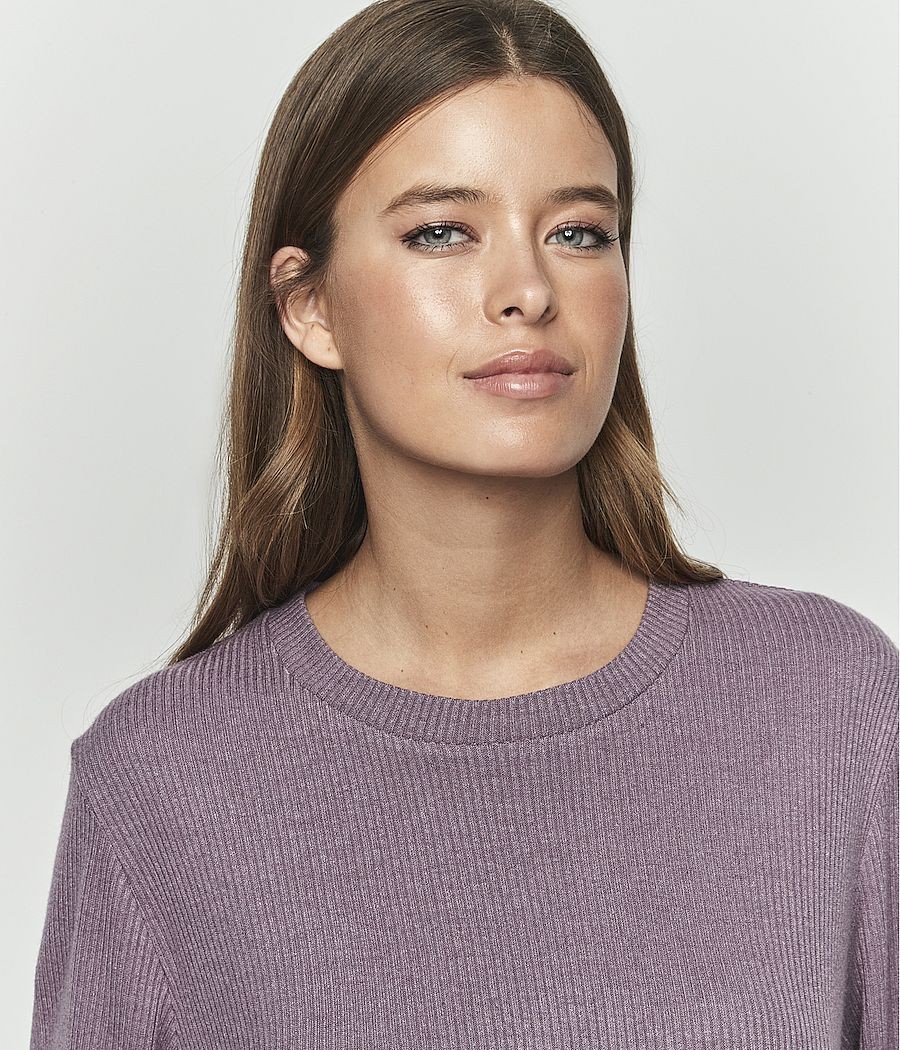 Pijama mujer Selmark canalé bolsillos malva