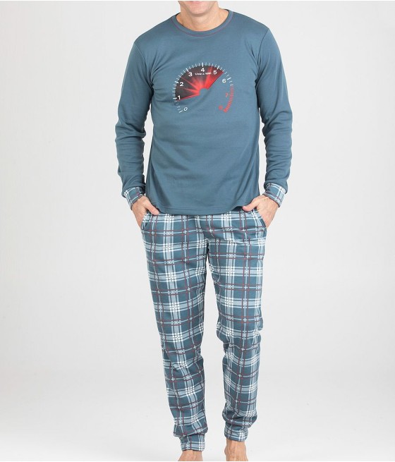 Pijama invierno hombre Pettrus cuadros felpa bolsillos