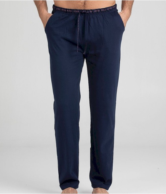 Pantalón pijama largo hombre Pettrus azul algodón