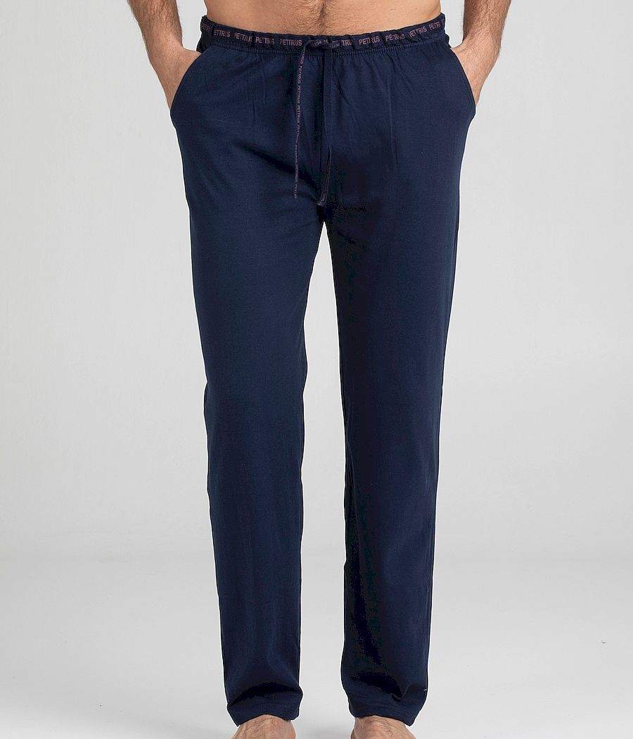 Pantalón pijama largo hombre Pettrus azul algodón