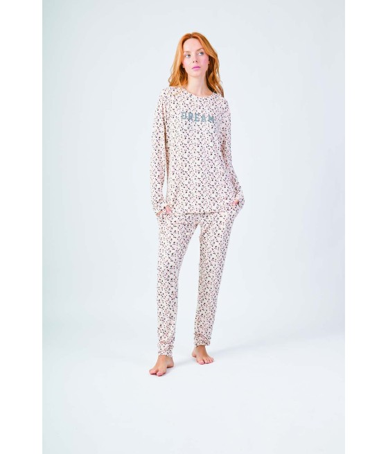 Pijama invierno mujer Javier Golmar animal print beige