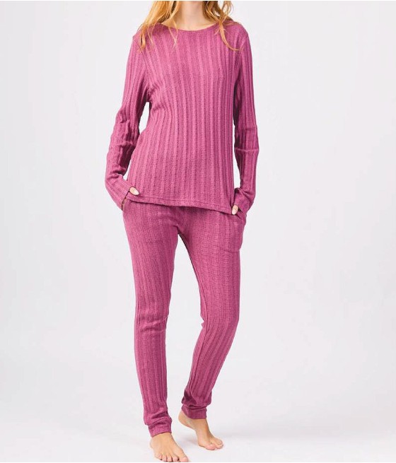 Pijama invierno mujer Javier Golmar punto burdeos