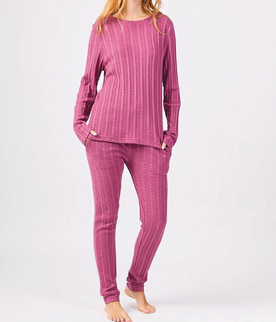Pijama invierno mujer Javier Golmar punto burdeos