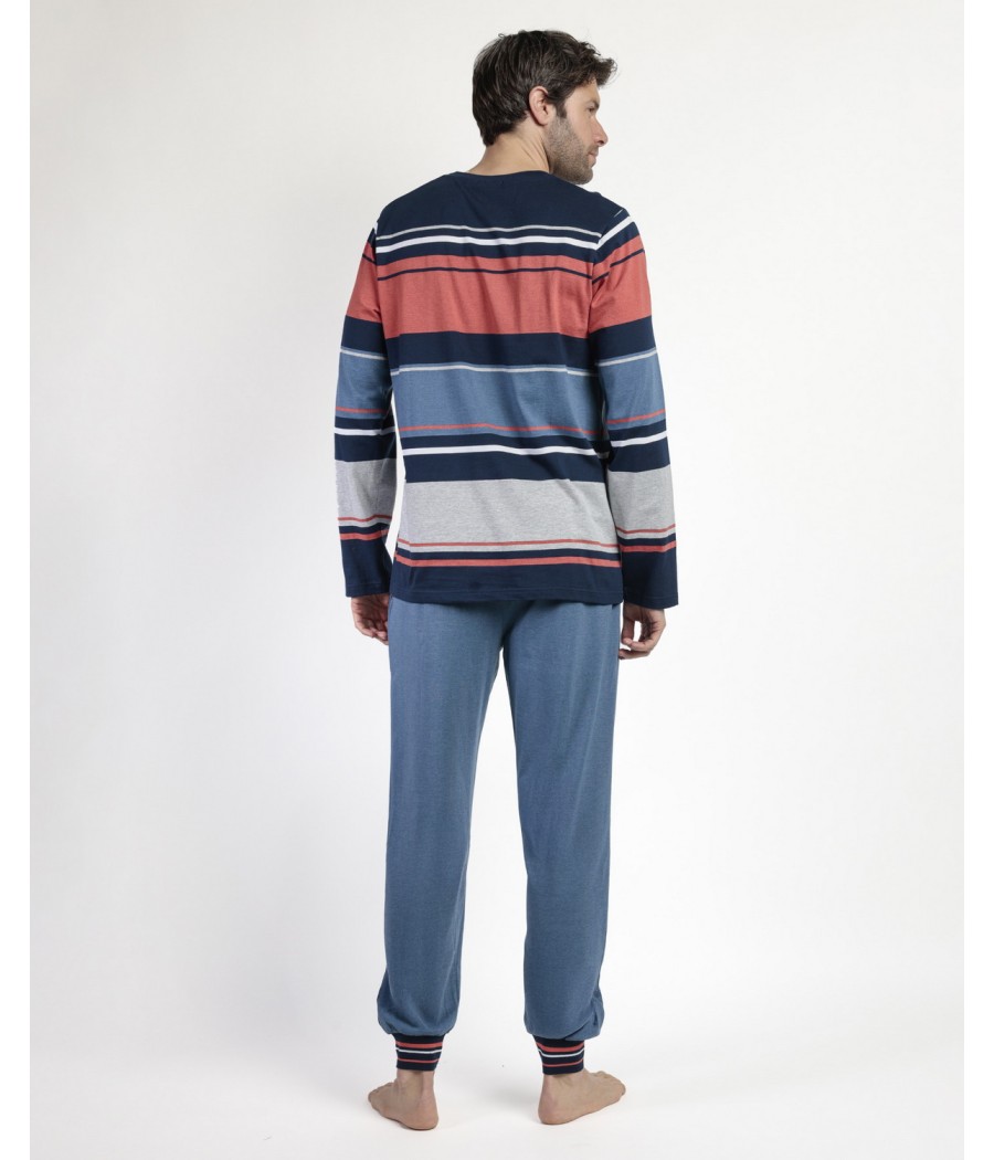 Pijama invierno hombre Lois Original rayas bolsillos