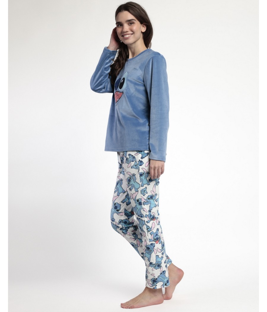 Pijama invierno mujer Disney Stitch terciopelo