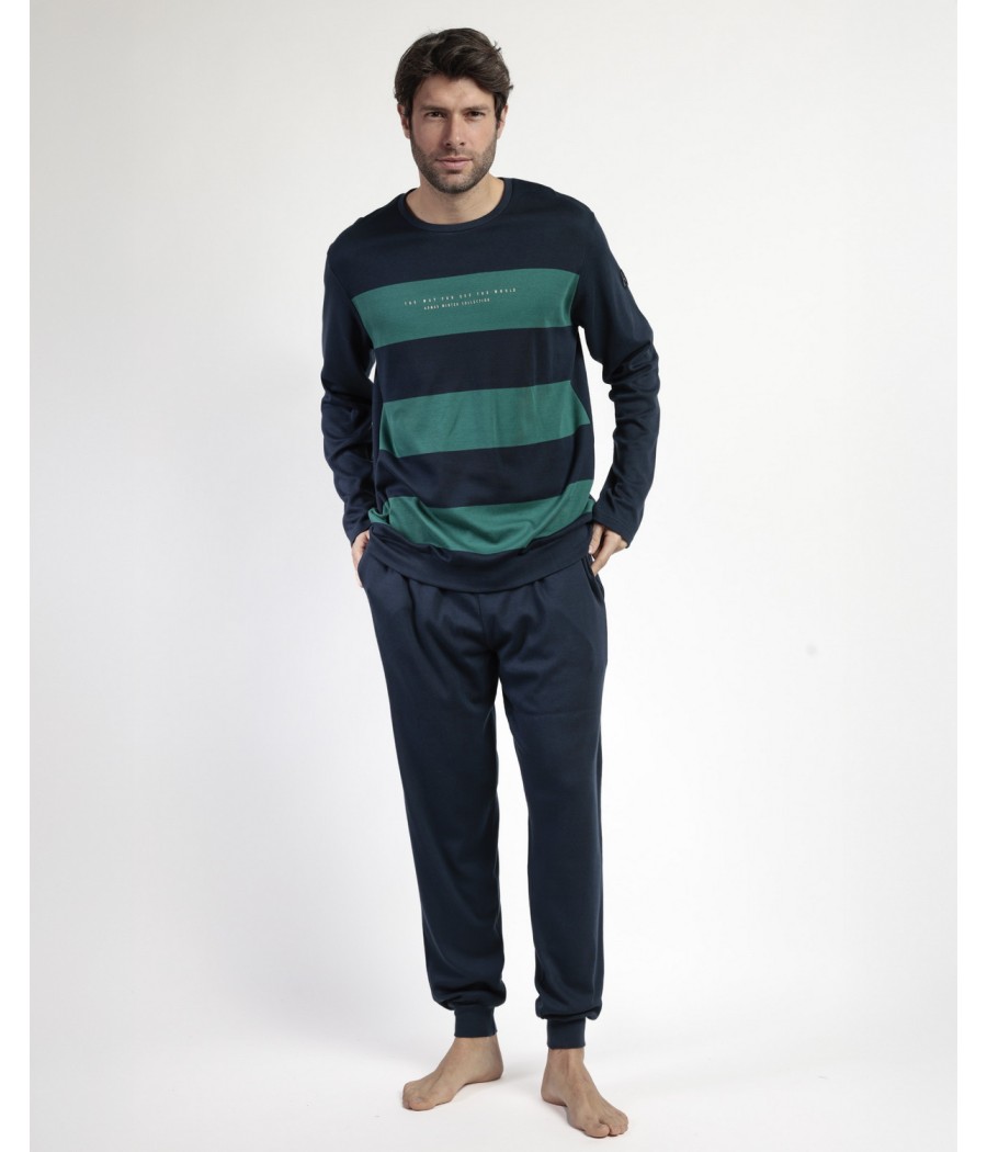 Pijama invierno hombre Admas rayas algodón