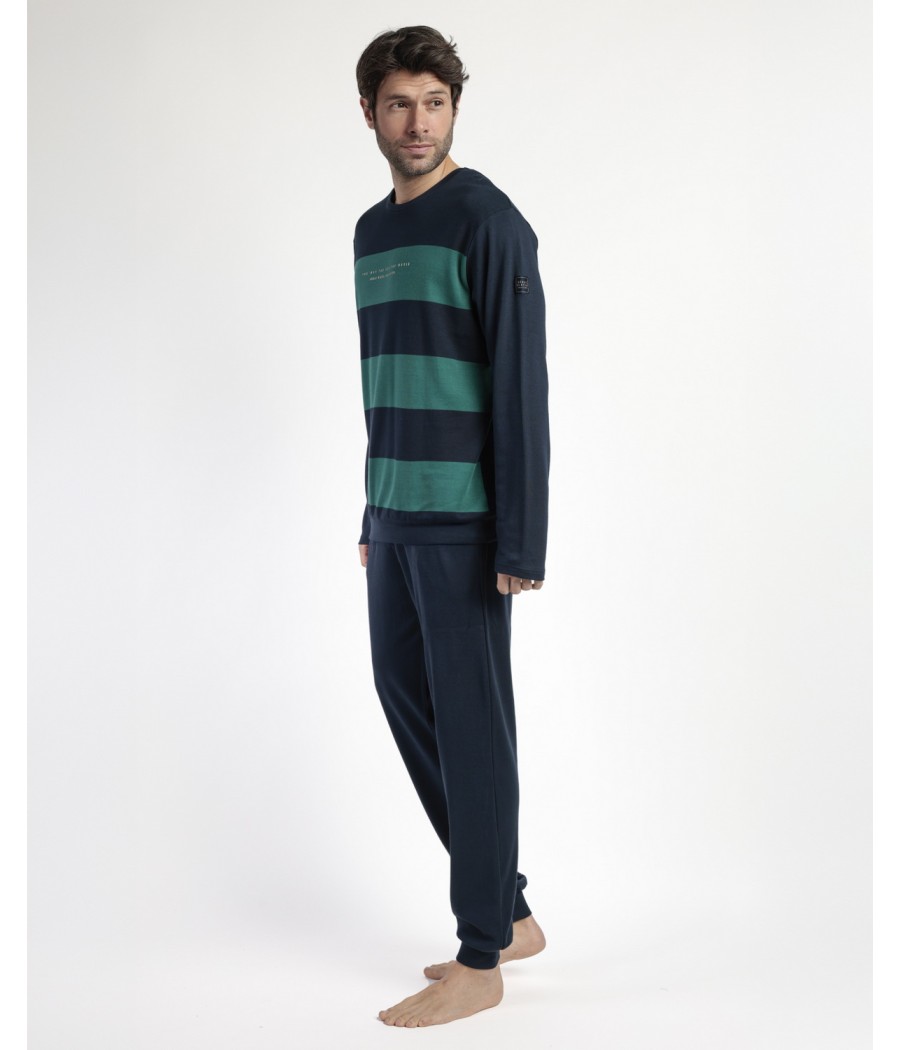 Pijama invierno hombre Admas rayas algodón