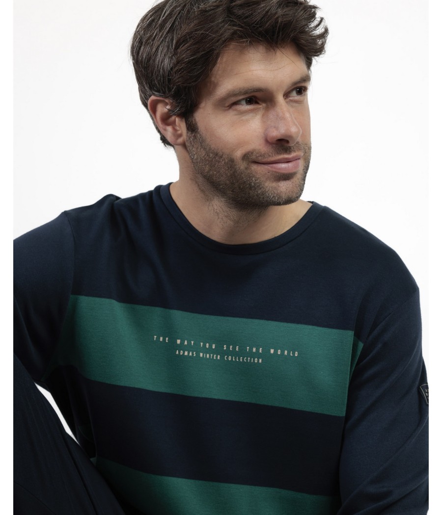 Pijama invierno hombre Admas rayas algodón