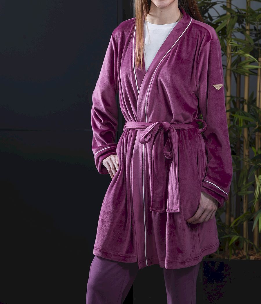 Bata invierno mujer Privata terciopelo burdeos