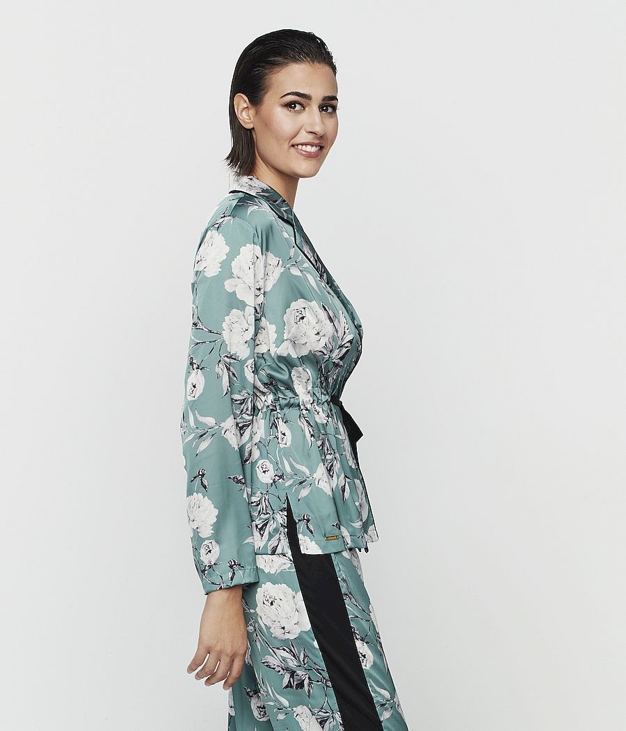Pijama kimono satén mujer Selmark Malitzia verde