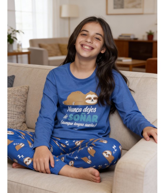 Pijama Tween Soñar niña MR WONDERFUL invierno azul algodón
